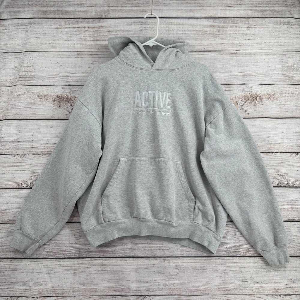 Active Ride Shop Hoodie Mens XL Gray Embroidered Logo Made in USA Pullover